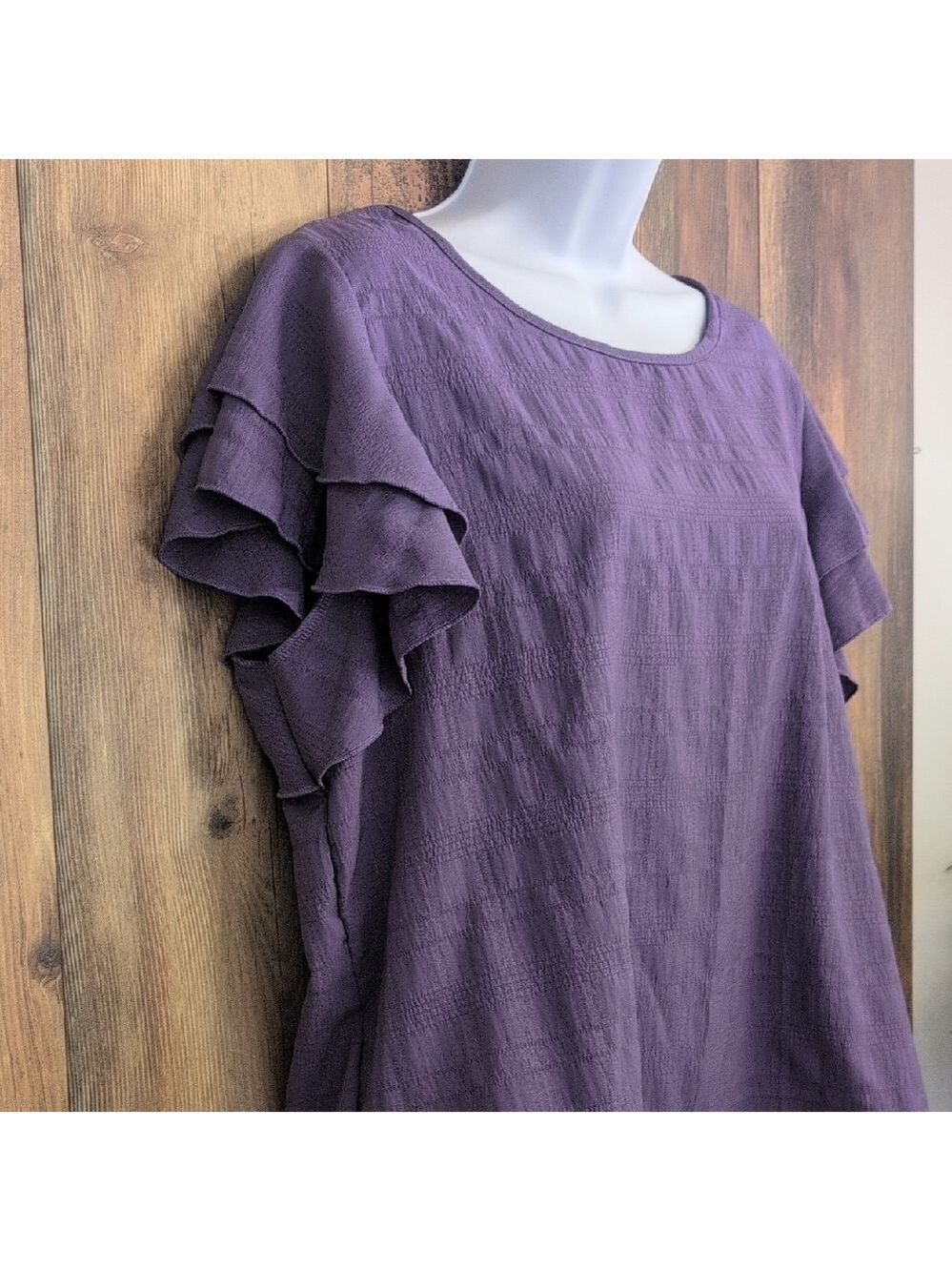 Purple Ruffle Sleeve Boutique Blouse 2X